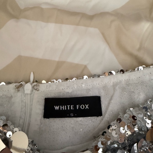 White Fox Boutique Silver Sequin Mini Dress - Picture 3 of 3